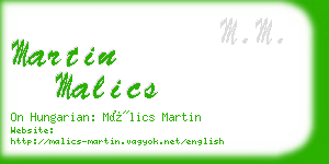 martin malics business card